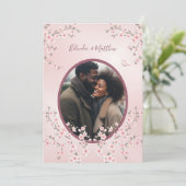 フォトダスティピンクさくらんぼ結婚の花 招待状 (スタンド正面)