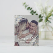 フォトダスティブルーフローラ結婚式の日付を保存 (スタンド正面)