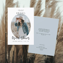 フォトダスティモダンブルーブライダルシャワー 招待状