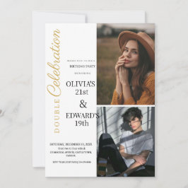 フォトダブルお祝い誕生日パーティー 招待状