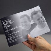 フォトダブルモダンバースデーパーティーへの招待 招待状