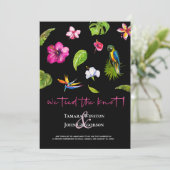 フォトダークトロピカルタイドノットたった今結婚しました 招待状 (スタンド正面)