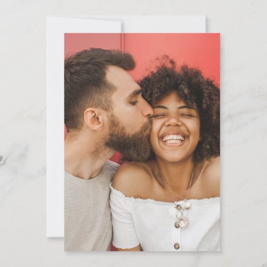 フォトダークネイビー赤面ピンクフローラスクリプスタイリッシュト 招待状 (裏面)