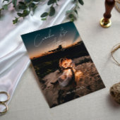 フォトダークパープル水彩魔法の金ゴールド結婚ズ 招待状