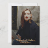 フォトダークブラック金ゴールドギャツビー卒業 サンキューカード (裏面)