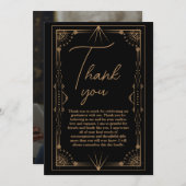 フォトダークブラック金ゴールドギャツビー卒業 サンキューカード (正面/裏面)