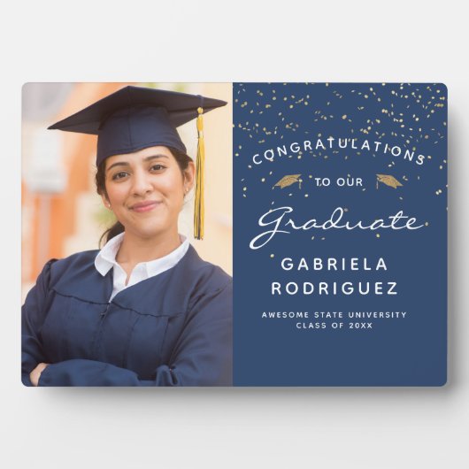 フォトダークブルー白金ゴールド卒業記念 フォトプラーク (正面)