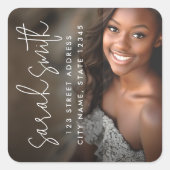 フォトダークモダンオーバーレイ大学院差出人住所 スクエアシール (正面)