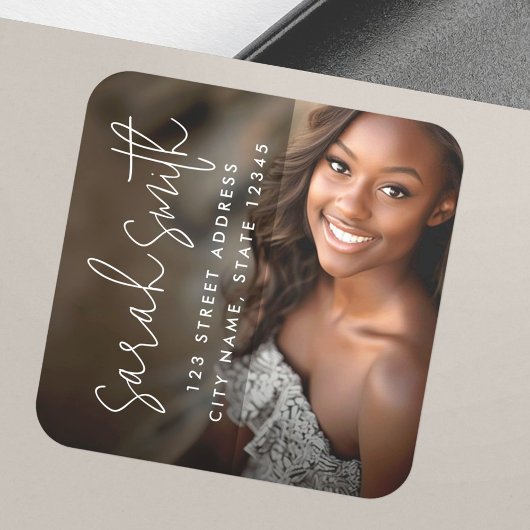 フォトダークモダンオーバーレイ大学院差出人住所 スクエアシール