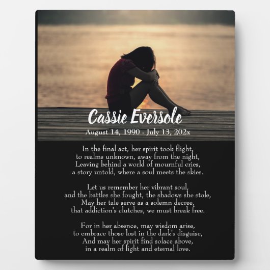 フォトダーク卓上と中毒の詩の記念碑 フォトプラーク (正面)