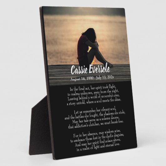 フォトダーク卓上と中毒の詩の記念碑 フォトプラーク (側面)