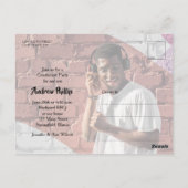 フォトダーク数々のグリーン卒業パーティー招待状 ポストカード (裏面)