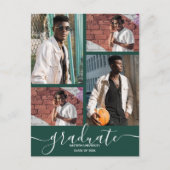 フォトダーク数々のグリーン卒業パーティー招待状 ポストカード (正面)