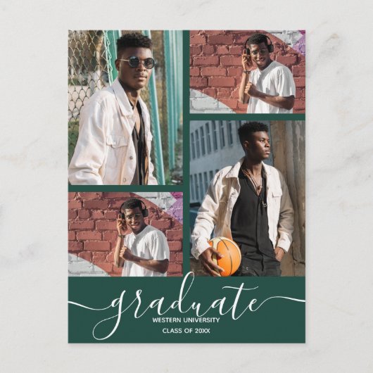 フォトダーク数々のグリーン卒業パーティー招待状 ポストカード (正面)