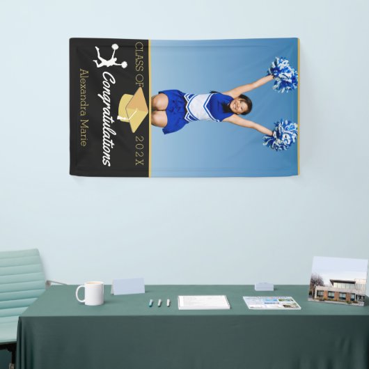 フォトチアリーダー黒人卒業祝い 横断幕 (トレードショー)