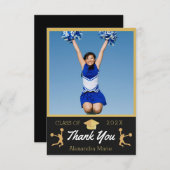 フォトチアリーダー黒金ゴールド白卒業 サンキューカード (正面/裏面)