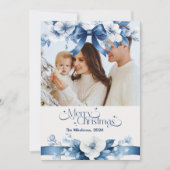 フォトチノイスリーシックなブルークリスマス シーズンカード (正面)