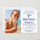 フォトチャイルドのブルーバースデーパーティーへの招待 招待状 (正面)