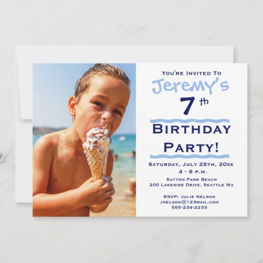 フォトチャイルドのブルーバースデーパーティーへの招待 招待状 (正面)