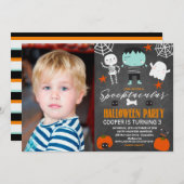 フォトチャルクボードハローウィンパーティ誕生日 招待状 (正面/裏面)