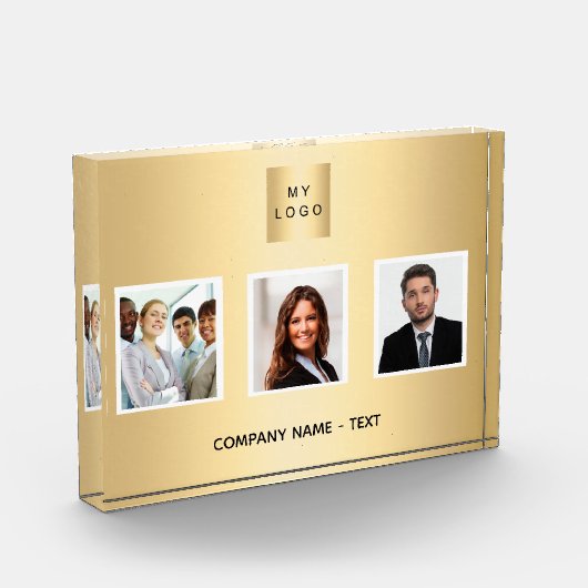 フォトチームのビジネスロゴ金ゴールド フォトブロック (左)