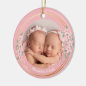 フォトツイパーソナライズされたンガールズ初めてのクリスマス セラミックオーナメント (左)