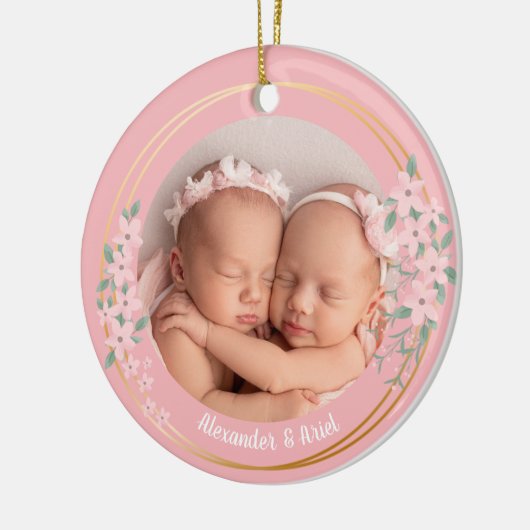 フォトツイパーソナライズされたンガールズ初めてのクリスマス セラミックオーナメント (左)