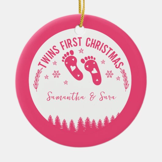 フォトツイパーソナライズされたンガールズ初めてのクリスマス セラミックオーナメント (正面)