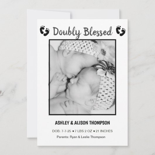 フォトツインの誕生のお知らせを追加 招待状 (正面)