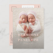 フォトツインモダンのピンクガーリー誕生 シーズンポストカード (正面/裏面)