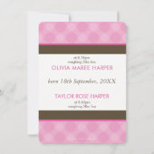 フォトツイン出産発表かわいい赤ちゃん女の子 案内状 (裏面)