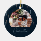 フォトツリーモダンパターンのクリスマス セラミックオーナメント (正面)