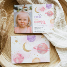 フォトツーザムーンガールの誕生日招待状