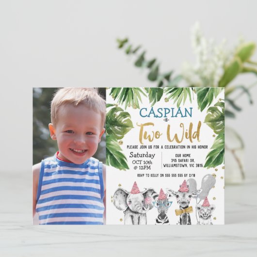フォトツーワイルドサファリ2歳誕生日パーティー 招待状 (スタンド正面)