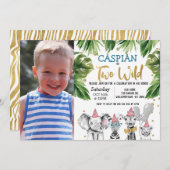 フォトツーワイルドサファリ2歳誕生日パーティー 招待状 (正面/裏面)