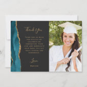 フォトティール（緑がかった色）ゲート金ゴールドスクリプトダークエクセレーション サンキューカード (正面)