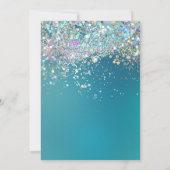 フォトティール（緑がかった色）シルバーグリッター16誕生日 招待状 (裏面)