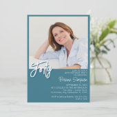 フォトティール（緑がかった色）40歳の誕生日 招待状 (スタンド正面)