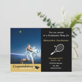 フォトテニスプレーヤーブラック金ゴールド白卒業 招待状 (スタンド正面)