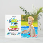 フォトテニスプールパーティー誕生日 招待状 (スタンド正面)