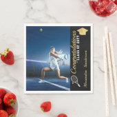 フォトテニス選手ブルー金ゴールドホワイト卒業 スタンダードランチョンナプキン (インサイチュ)