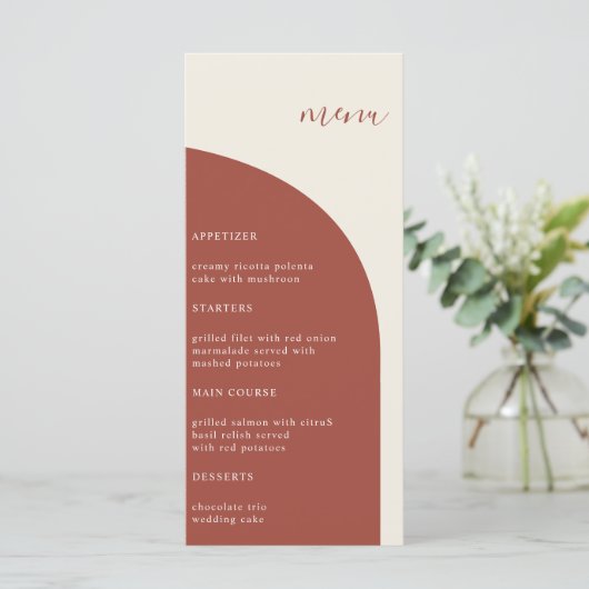 フォトテラコッタアーモダンチ結婚のディナーメニュー (スタンド正面)