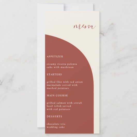 フォトテラコッタアーモダンチ結婚のディナーメニュー (正面)