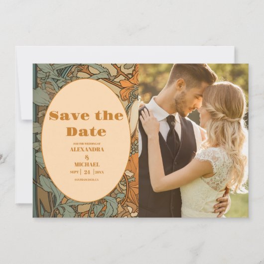 フォトテラコッタフローラ結婚アールヌーボー セーブザデート (正面)