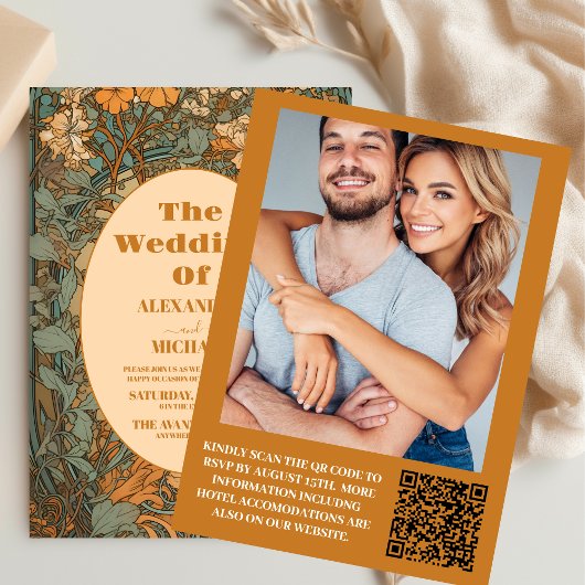 フォトテラコッタフローラ結婚アールヌーボー 招待状