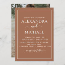 フォトテラコッタボホ結婚のシンプル招待状