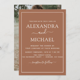 フォトテラコッタボホ結婚のシンプル招待状 招待状