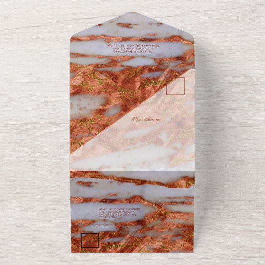 フォトテラコッタ銅大理石幾何学模様エレガント オールインワン招待状 (外側)