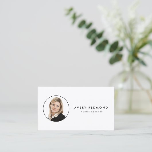 フォトテンプレート挿入の追加プロフェッショナル白 名刺 (スタンド正面)