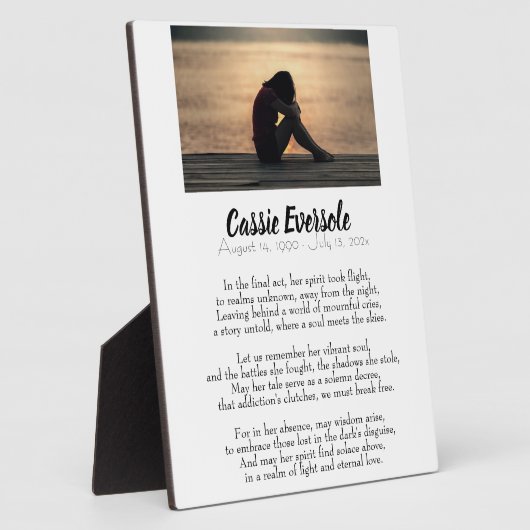 フォトテーブルトップと中毒の詩メモリアル フォトプラーク (側面)